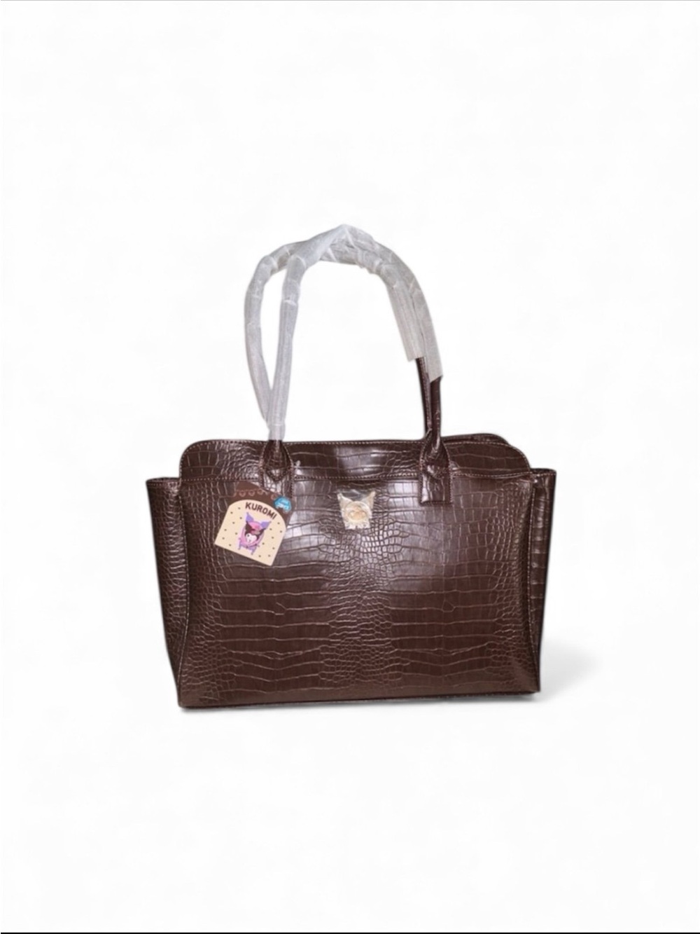 Sanrio Kuromi Brown Crocodile Embossed Faux Leather Shoulder Bag